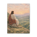 Jesus Watching Over the Valley Canvas Print Christian Wall Art Matte Canvas Faith Inspired Landscape Artwork